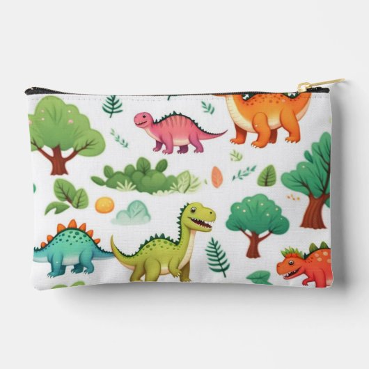 恐竜と木は白い模様 アクセサリーポーチ (裏面)