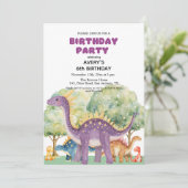 恐竜と木カラフルの6th誕生日パーティー 招待状 (スタンド正面)