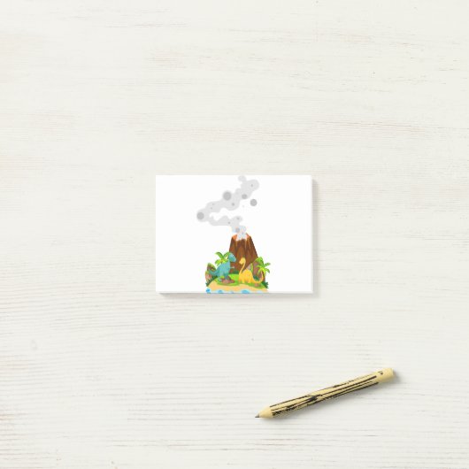 恐竜と火山 ポストイット (デスク上)