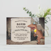 恐竜と火山 太古の少年誕生日パーティー 招待状 (スタンド正面)