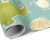 恐竜と熱気球の赤ちゃんシャワーパターン ラッピングペーパー (ロールコーナー)