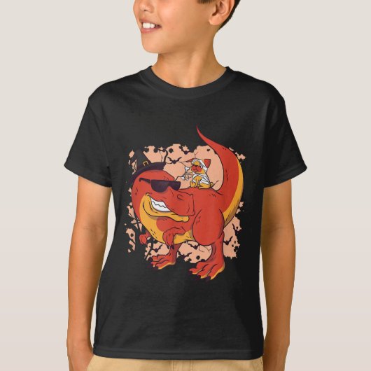 恐竜と犬 - 面白いハロウィン Tシャツ (正面)