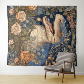 恐竜と花アールヌーボースタイル タペストリー (インサイチュ(横))