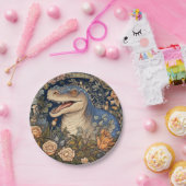 恐竜と花アールヌーボースタイル ペーパープレート (パーティー)