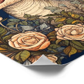 恐竜と花アールヌーボースタイル ポスター (角)