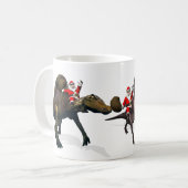 恐竜に乗ったサンタクロースの3倍 コーヒーマグカップ (正面左)