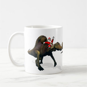 恐竜に乗ったサンタクロースの3倍 コーヒーマグカップ