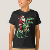 恐竜に乗ったサンタクロース Tシャツ (正面)