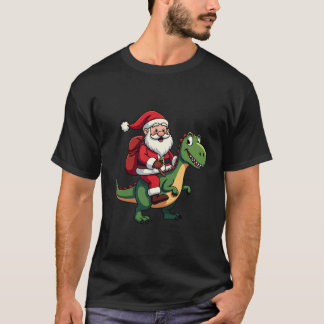 恐竜に乗るサンタクロース最高のクリスマスギフト Tシャツ