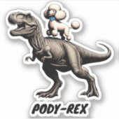 恐竜に乗るプードル動物愛好家 シール (正面)
