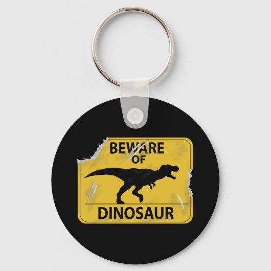 恐竜に注意（損傷） キーホルダー (正面)