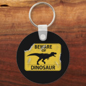 恐竜に注意（損傷） キーホルダー (正面)
