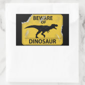 恐竜に注意(損傷) 長方形シール (バッグ)