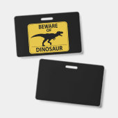 恐竜に用心 バッジ (正面＆裏面)