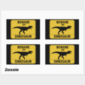 恐竜に用心 長方形シール (シート)