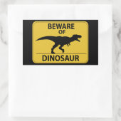 恐竜に用心 長方形シール (バッグ)