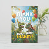 恐竜のうなりが最高の誕生日サンクスカード－キッズ サンキューカード (スタンド正面)