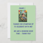 恐竜のうなりが最高の誕生日サンクスカード－キッズ サンキューカード (裏面)