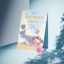 恐竜のうなり声が聞こえる!楽しい誕生日パーティーのお誘い 招待状
