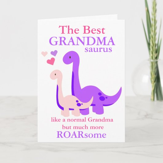 恐竜のおばあちゃんの日のホリデーカード シーズンカード (正面)