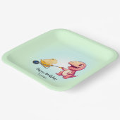 恐竜のおもしろいストロー誕生日男の子パーティー ペーパープレート (傾斜あり)