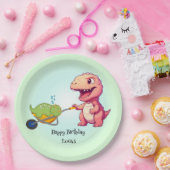 恐竜のおもしろいストロー誕生日男の子パーティー ペーパープレート (パーティー)