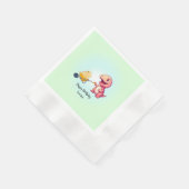 恐竜のおもしろいストロー誕生日男の子パーティー 縁ありカクテルナプキン (角)