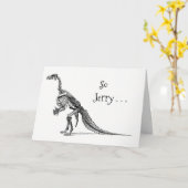 恐竜のおもしろいユーモア名前の追加誕生日挨拶 カード (黄色い花)