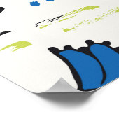 恐竜のおもしろい図式色模様 ポスター (角)