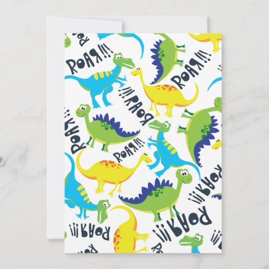 恐竜のおもしろい誕生パーティー、少年ディノダニ 招待状 (裏面)