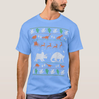 恐竜のおもしろい醜いクリスマスのセーター子供用の男性 Tシャツ