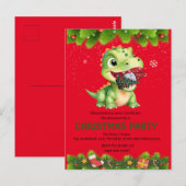 恐竜のおもしろい食べ格言クリスマスツリーのパーティープレゼント ポストカード (正面/裏面)