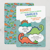 恐竜のおもしろい 招待状 (正面/裏面)