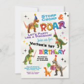 恐竜のおもちゃの誕生日パーティー 招待状 (正面)