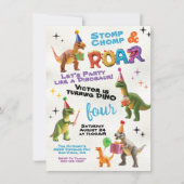 恐竜のおもちゃ誕生日パーティー 招待状 (正面)