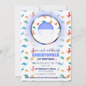 恐竜のお洒落誕生日の招待 招待状 (正面)