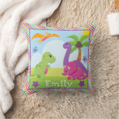 恐竜のかわいいカラフル女の子が友達に  クッション (ブランケット)