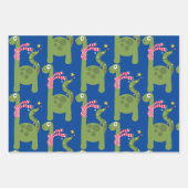 恐竜のかわいいクリスマス  ラッピングペーパーシート (正面)