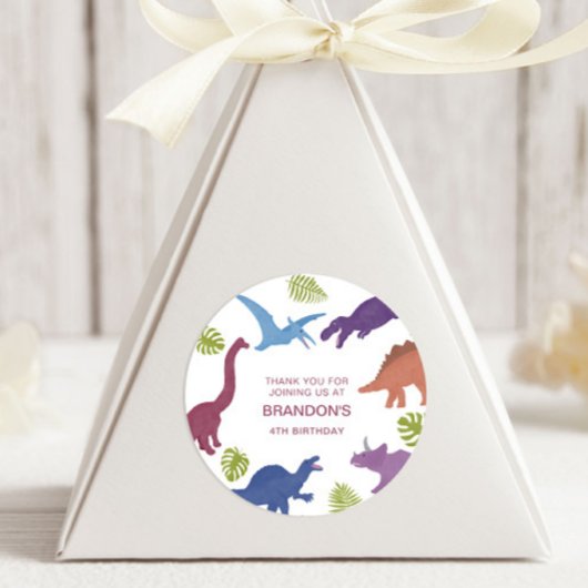 恐竜のかわいいディノの子供の誕生日パーティーの好意 ラウンドシール