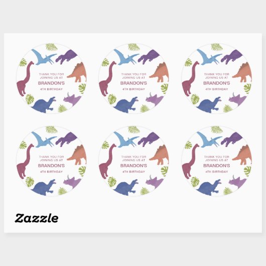 恐竜のかわいいディノの子供の誕生日パーティーの好意 ラウンドシール (シート)