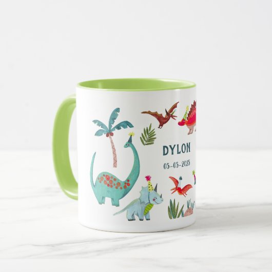 恐竜のかわいいディノの男の子の名前 マグカップ (正面左)