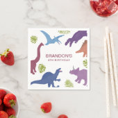 恐竜のかわいいディノキッズバースデーパーティー スタンダードカクテルナプキン (インサイチュ)