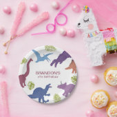 恐竜のかわいいディノキッズバースデーパーティー ペーパープレート (パーティー)