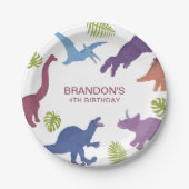 恐竜のかわいいディノキッズバースデーパーティー ペーパープレート (正面)