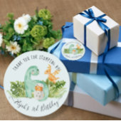 恐竜のかわいい水彩紅葉ボーイベビーシャワーC ラウンドシール