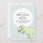 恐竜のかわいい男の子の赤ちゃんシャワー 招待状 (正面)