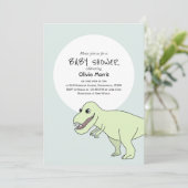 恐竜のかわいい男の子の赤ちゃんシャワー 招待状 (スタンド正面)