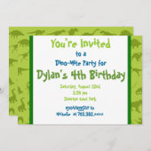 恐竜のかわいい誕生日パーティーの招待テンプレート 招待状 (正面/裏面)