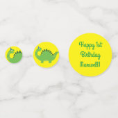 恐竜のかわいい1歳の誕生日パーティーテーブルデコール コンフェッティ (正面)