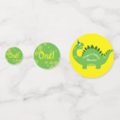 恐竜のかわいい1歳の誕生日パーティーテーブルデコール コンフェッティ (裏面)